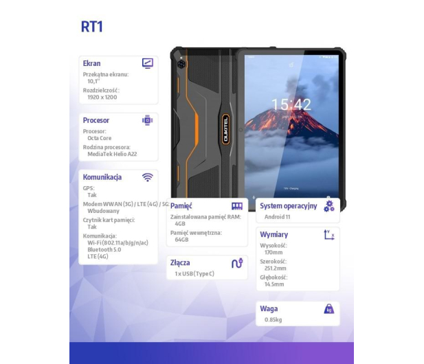 OUKITEL RT1 LTE 10,1" 4/64GB 10000mAh Orange Rugged - 713635 - zdjęcie 4